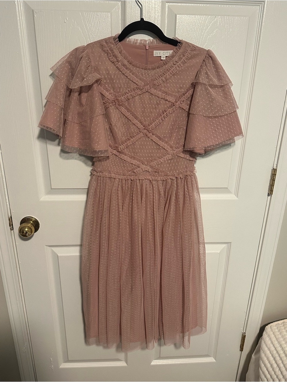 Ivy City Co Dusty Rose Ruffle Tulle Midi Dress